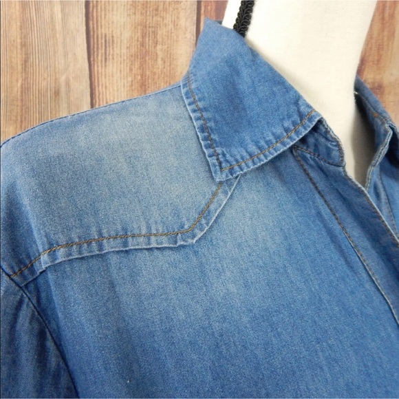 1X 2X 3X & More Lightweight Blue Denim Dress - Picture 8 of 8